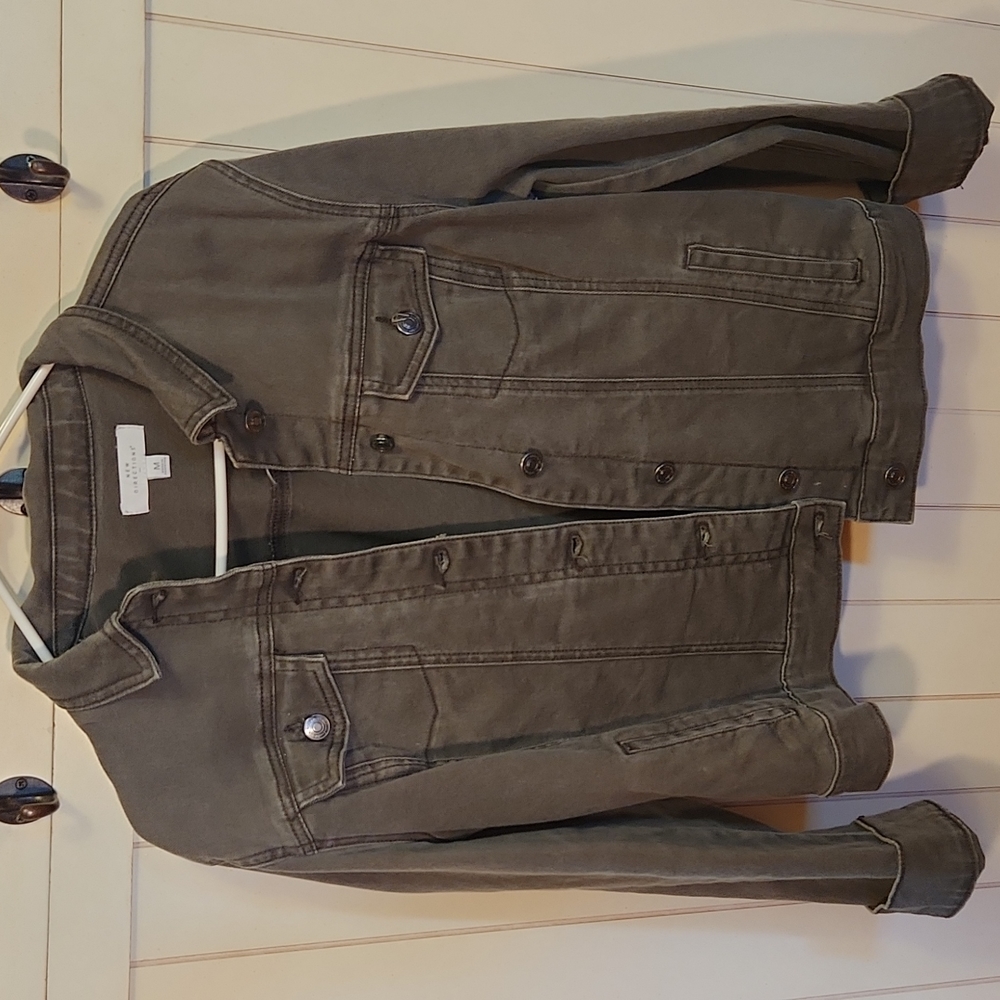 New Directions Jean Jacket - Sage/Army Green -Medium